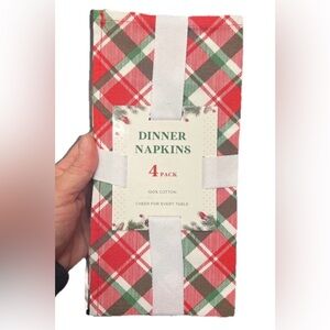 4pk Holiday Christmas Dinner Napkins 18”x18” Cheer For Every Table 100% cotton